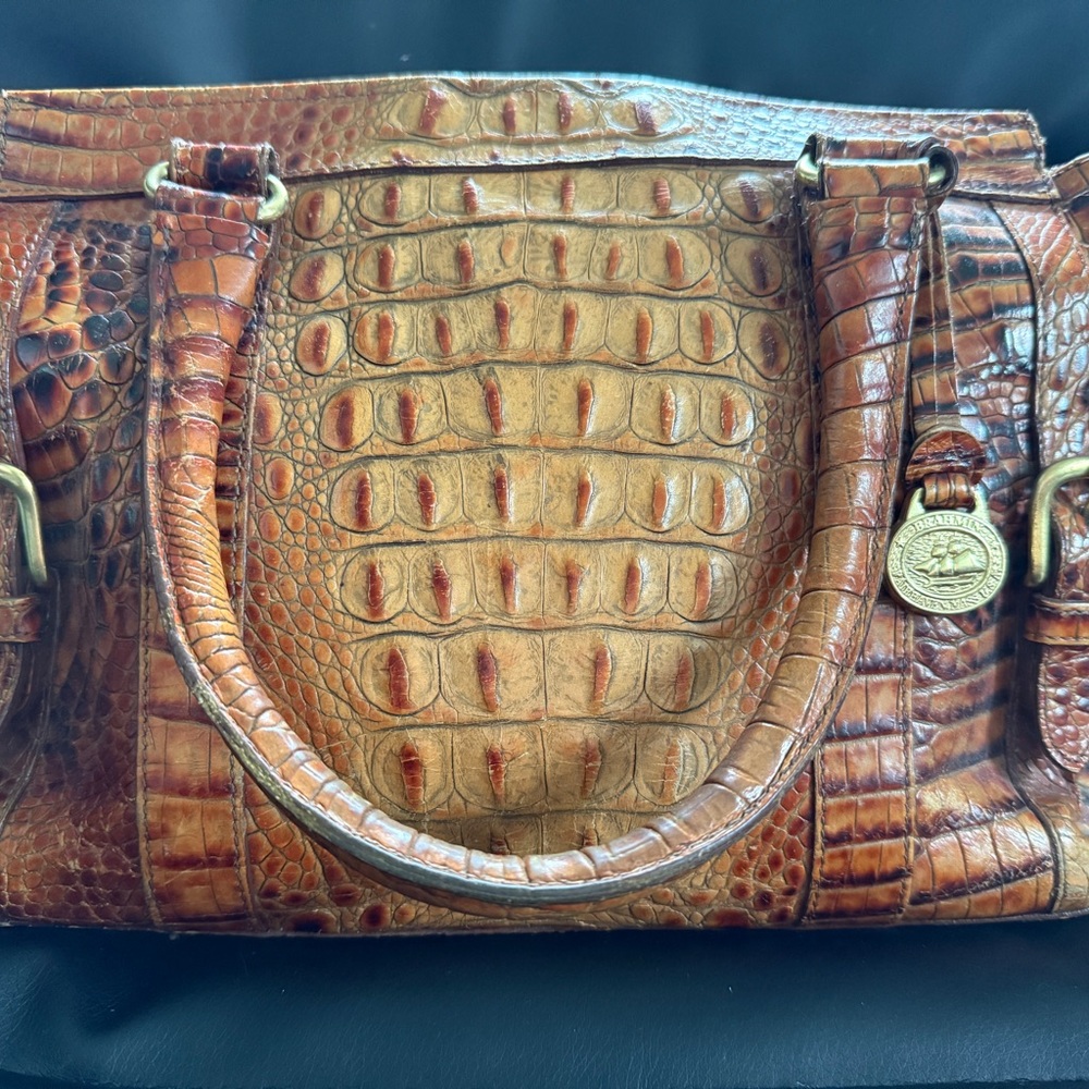 Brahmin Brown Crocodile Embossed Shoulder Bag